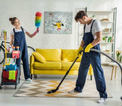 workers cleaning the house