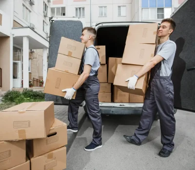 man holding boxes